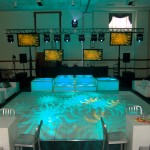 lighting effects on white dance floor