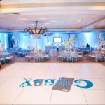 customized sticker on white dance floor