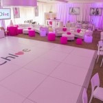 customized sticker on white dance floor