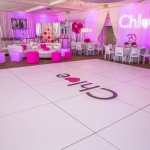 customized sticker on white dance floor